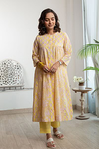 Image for Kusvaa Wkr167 Vibhavari Handblock Cotton Kurta Sleeves