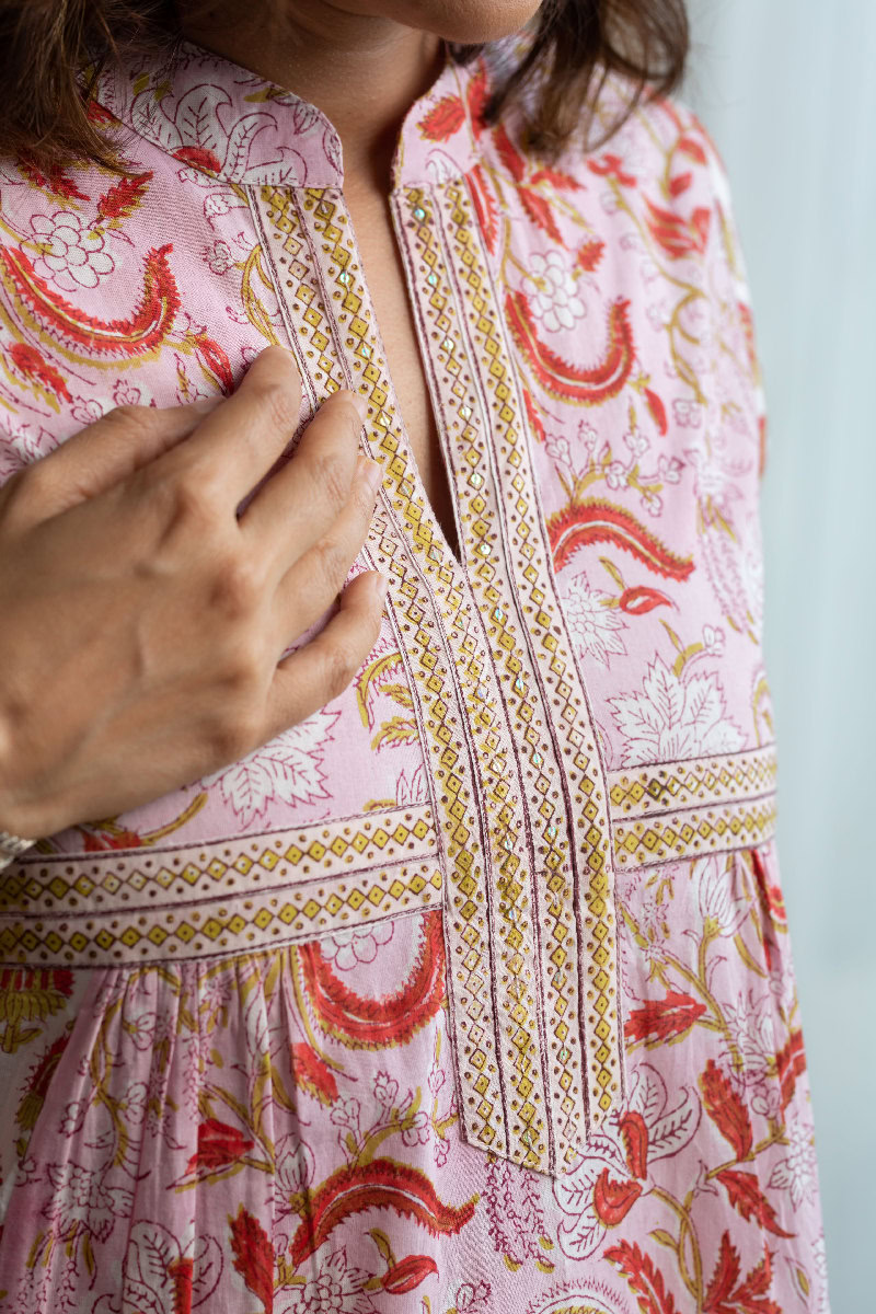 Image for Kusvaa Wkr169 Vidushi Cotton A Line Kurta Sleeves