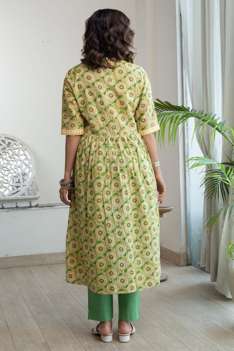 Image for Kusvaa Wkr170 Yami Handblock Cotton A Line Kurta Back