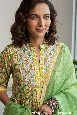 Image for Kusvaa Wkr170 Yami Handblock Cotton A Line Kurta Featured