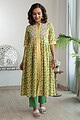 Image for Kusvaa Wkr170 Yami Handblock Cotton A Line Kurta Front