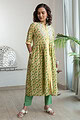 Image for Kusvaa Wkr170 Yami Handblock Cotton A Line Kurta Side