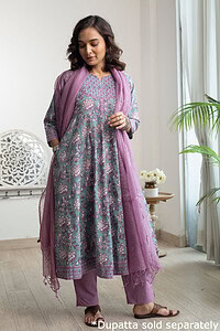 Image for Kusvaa Wkr171 Swara Cotton Handblock A Line Kurta Pattern