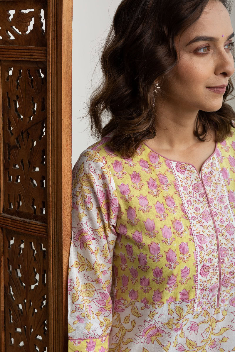 Image for Kusvaa Wkr172 Pakhi Cotton Straight Fit Kurta Closeup
