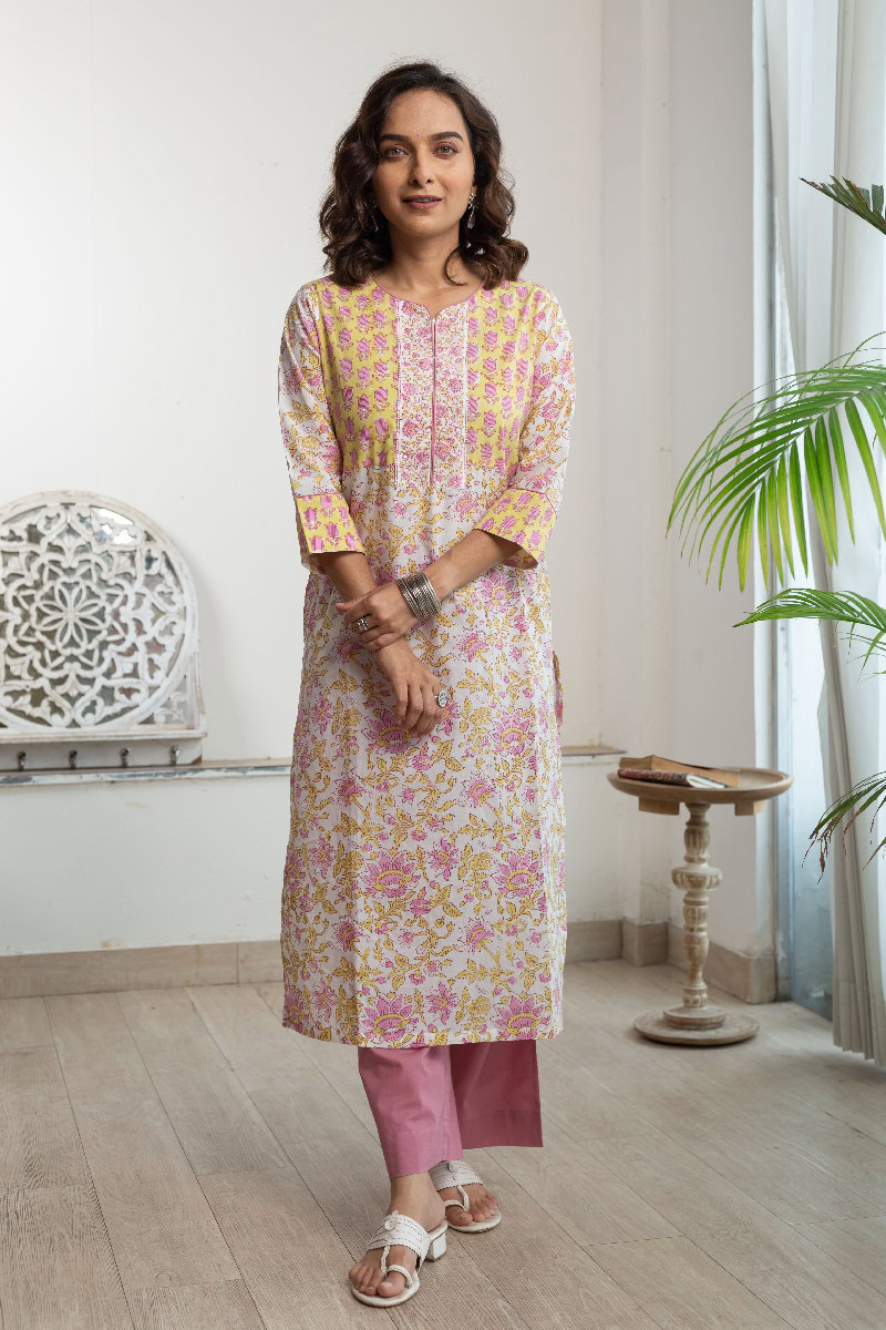 Image for Kusvaa Wkr172 Pakhi Cotton Straight Fit Kurta Pocket