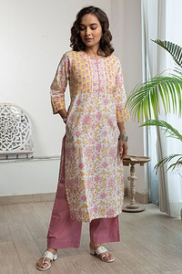 Image for Kusvaa Wkr172 Pakhi Cotton Straight Fit Kurta Side