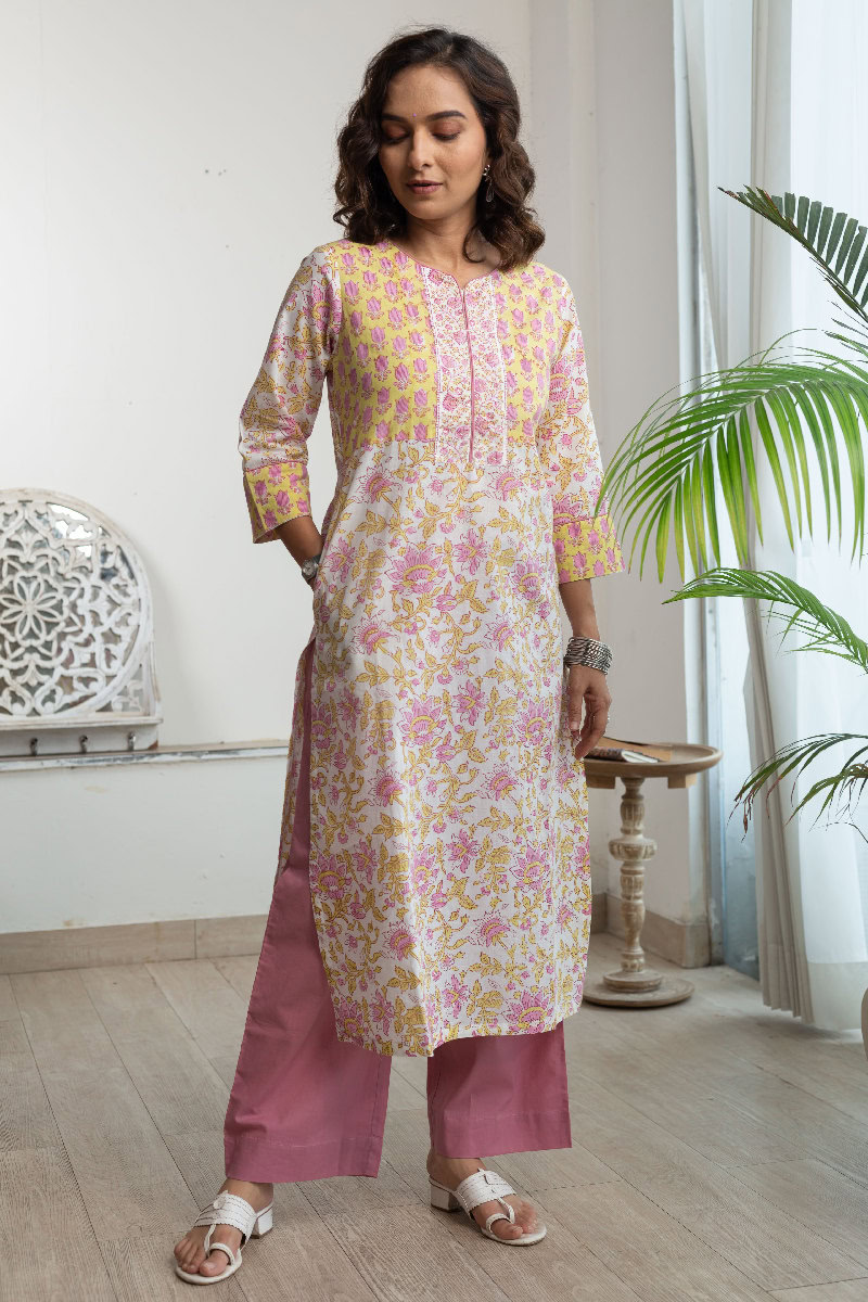 Image for Kusvaa Wkr172 Pakhi Cotton Straight Fit Kurta Side