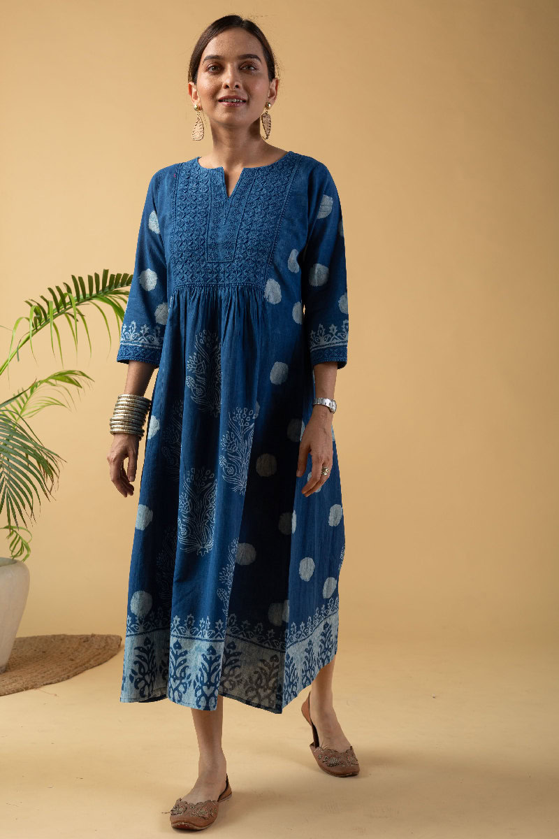 Image for Kusvaa Wkr175 Chitrali Cotton Block Print Kurta Side