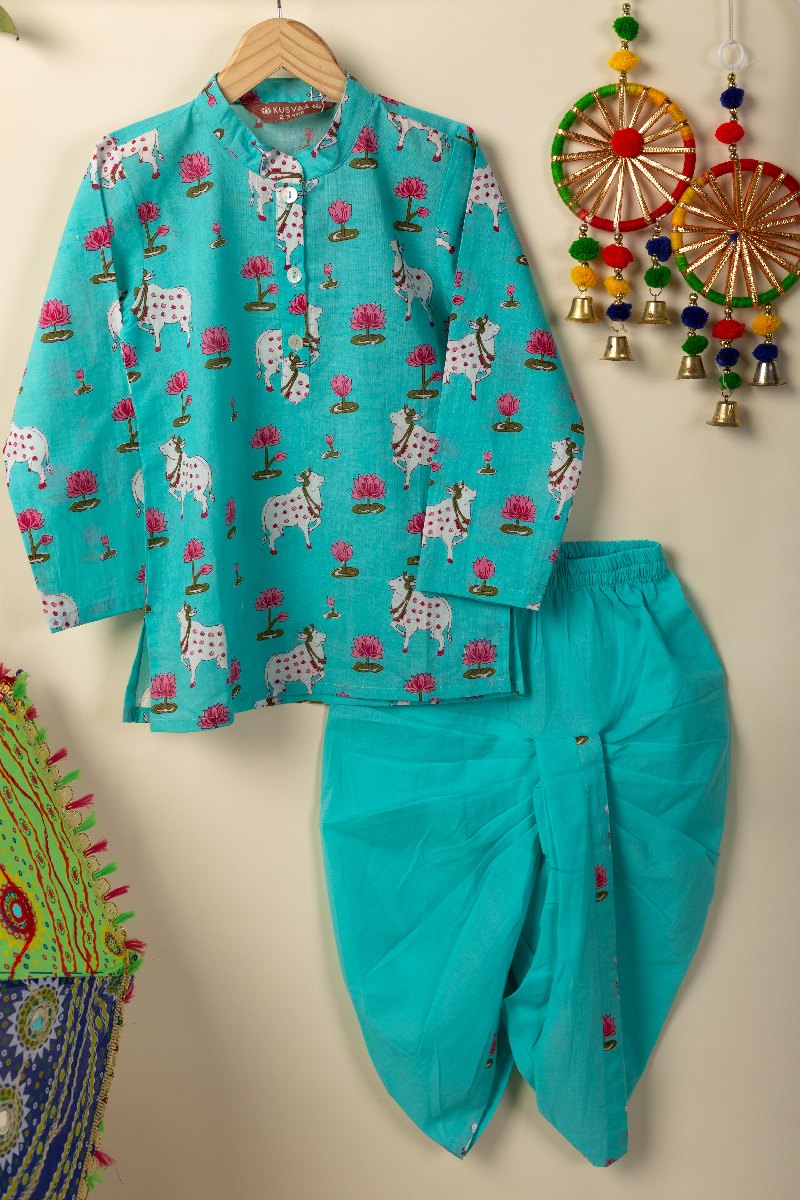 Image for Kusvaa Byw035 Advait Cotton Boys Kurta Pant Set Side