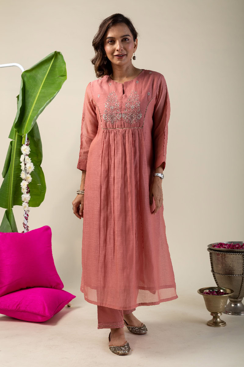 Image for Kusvaa Cood099 Srijachanderi Kurta Pant Set Sitting