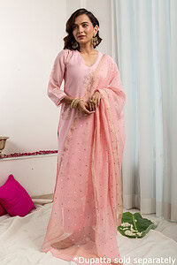 Image for Kusvaa Cood101 Srividya Chanderi Kurta Pant Set Front