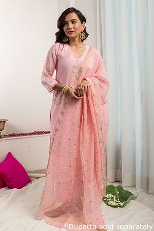 Image for Kusvaa Cood101 Srividya Chanderi Kurta Pant Set Front