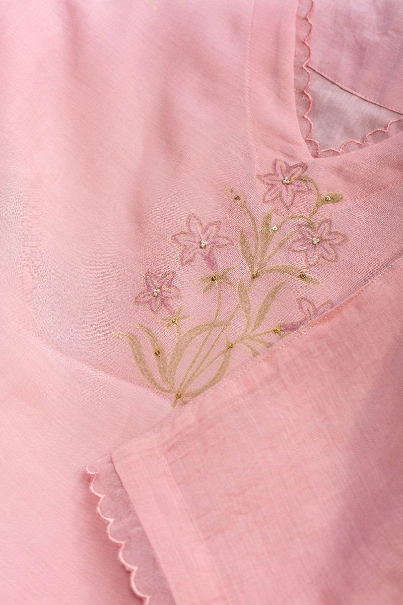 Image for Kusvaa Cood101 Srividya Chanderi Kurta Pant Set Pattern