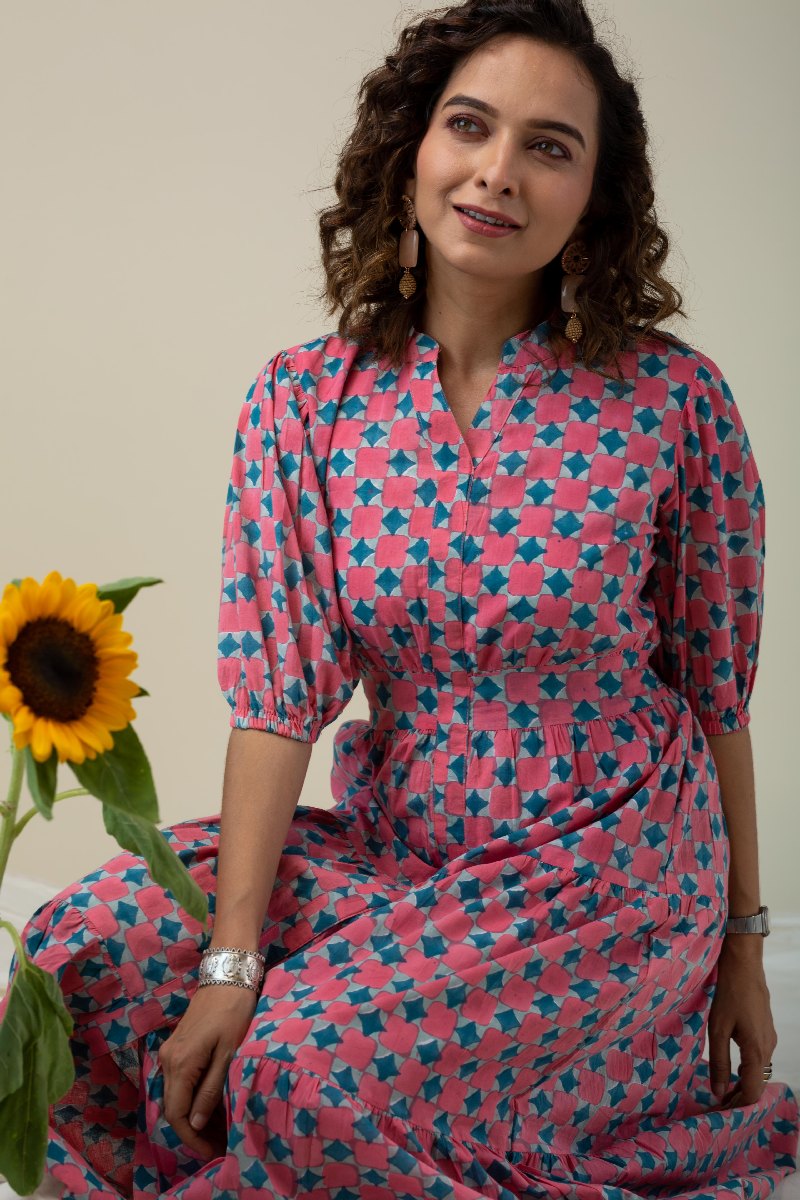Image for Kusvaa Dr049 Medha Cotton A Line Dress Sitting