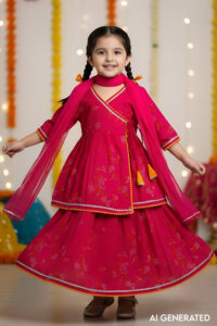 Image for Kusvaa Grw083 Ashwini Cotton Girls Skirt Top And Dupatta Set Model Hd