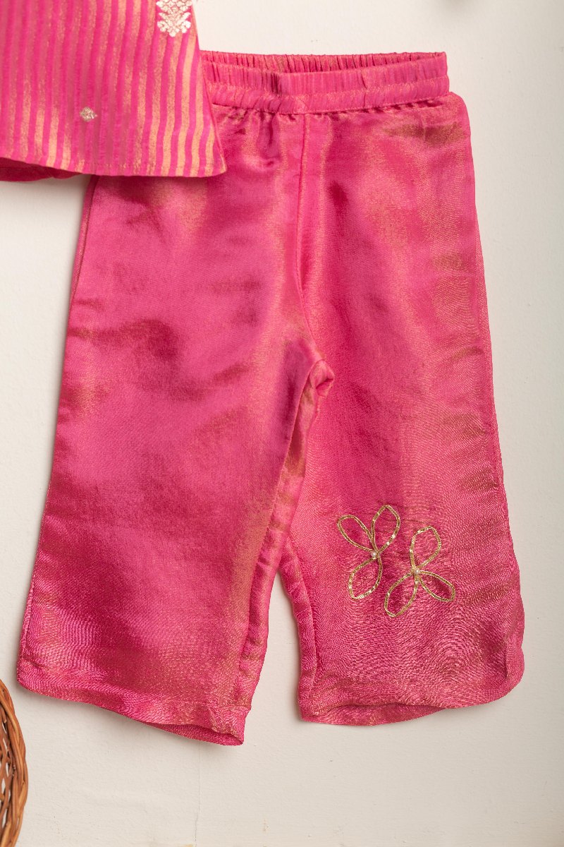 Image for Kusvaa Grw085 Risha Tissue Viscos Girls Kurta Pant Set Pocket