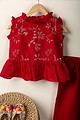 Image for Kusvaa Grw088 Jivika Chanderi Girls Top Pant Set Closeup 2