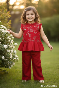 Image for Kusvaa Grw088 Jivika Chanderi Girls Top Pant Set Model