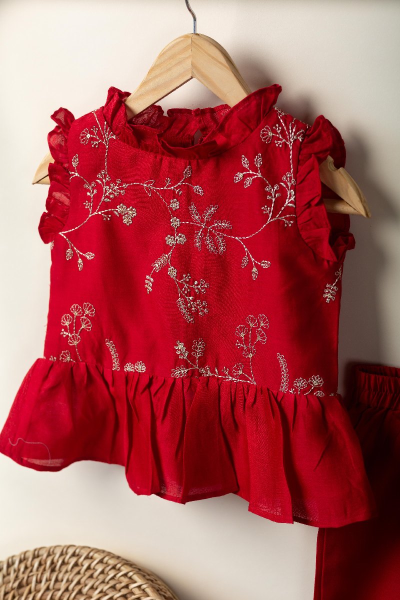 Image for Kusvaa Grw088 Jivika Chanderi Girls Top Pant Set Side