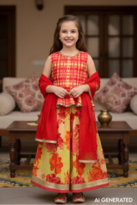 Image for Kusvaa Grw091 Jaya Cotton Girls Skirt Top And Dupatta Set Model