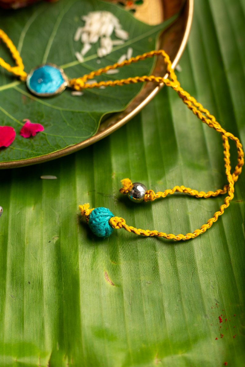 Image for Kusvaa Rak005 Krishna Handmade Rakhi Closeup