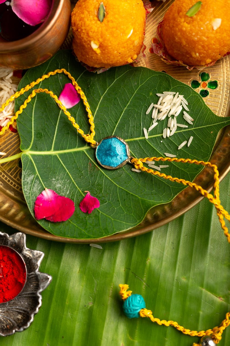 Image for Kusvaa Rak005 Krishna Handmade Rakhi Side