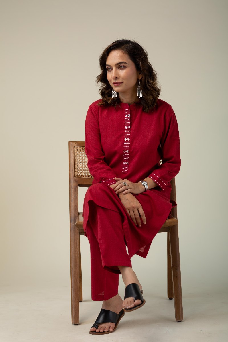 Image for Kusvaa Wkr176 Arnita Handloom Cotton Kurta Pocket
