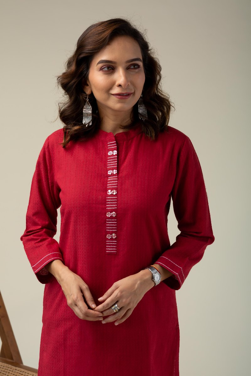 Image for Kusvaa Wkr176 Arnita Handloom Cotton Kurta Side