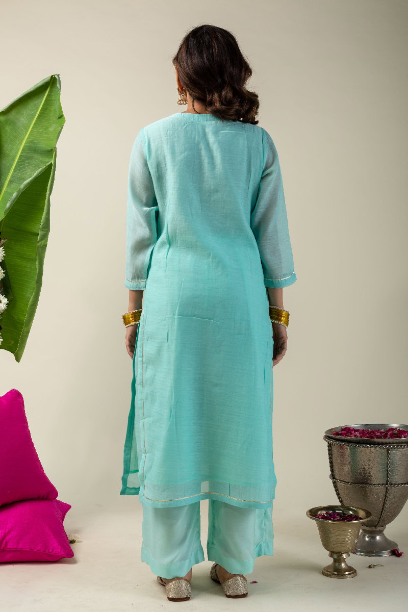 Image for Kusvaa Wkr178 Maya Chanderi Straight Fit Kurta Back