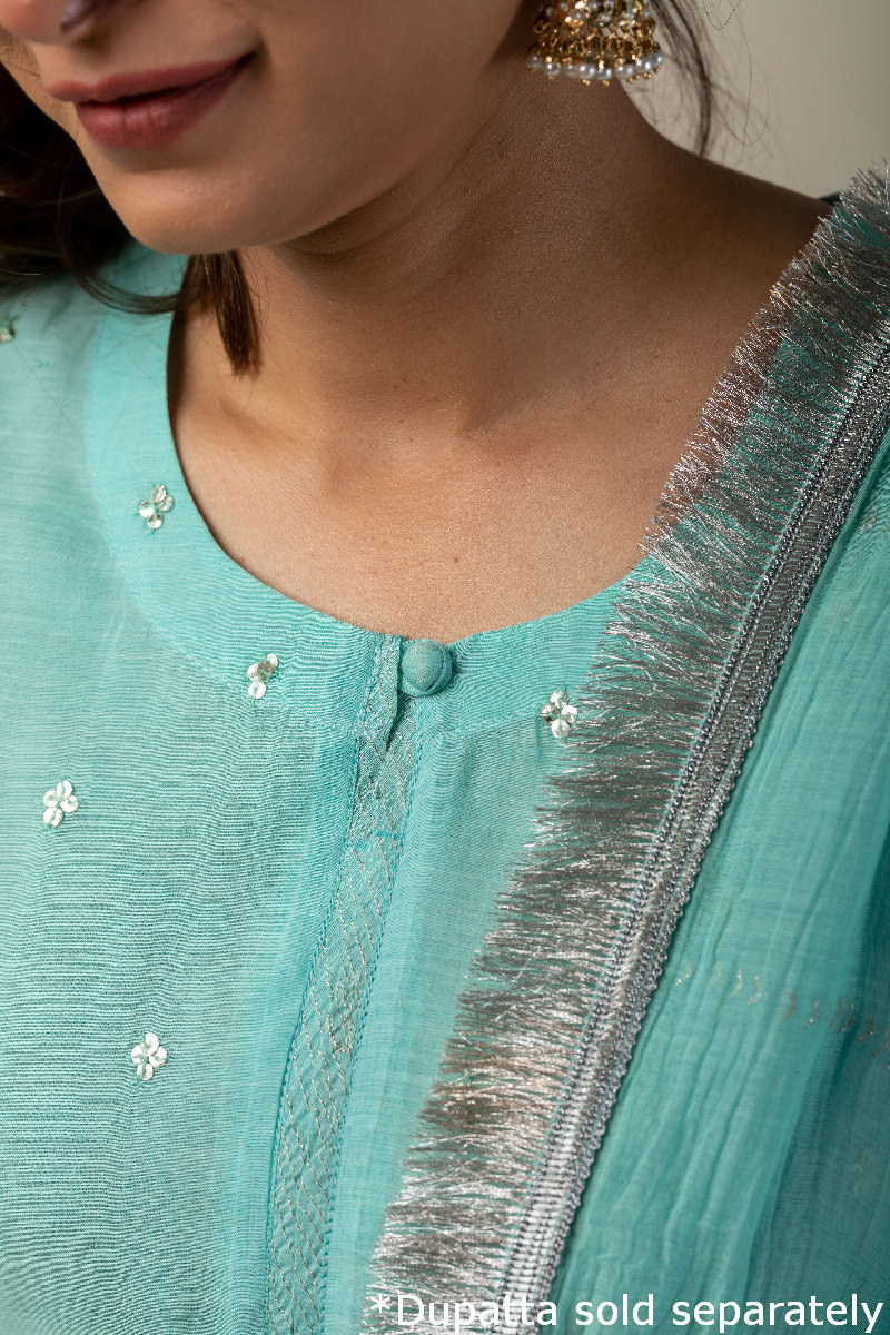 Image for Kusvaa Wkr178 Maya Chanderi Straight Fit Kurta Closeup