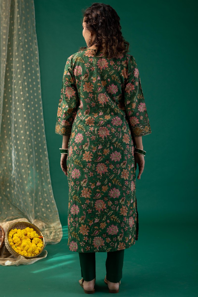 Image for Kusvaa Wkr181 Suhani Cotton Handblock Kurta Neck