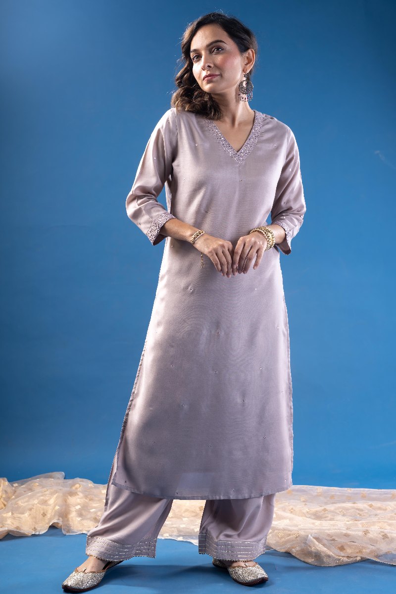 Image for Kusvaa Wkr184 Neerja Chanderi Straight Fit Kurta Pocket New