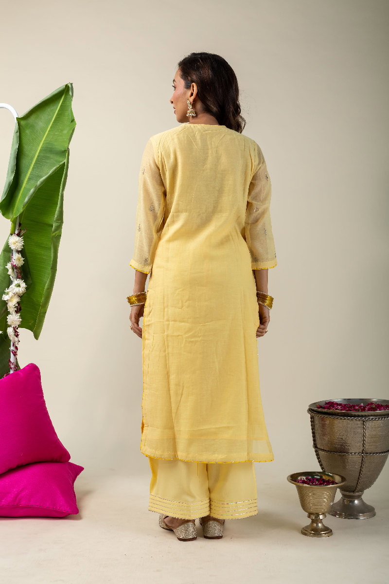 Image for Kusvaa Wkr185 Arshiya Chanderi Straight Fit Kurta Closeup 3