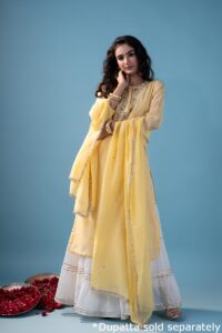 Image for Kusvaa Wkr185 Arshiya Chanderi Straight Fit Kurta Closeup 5