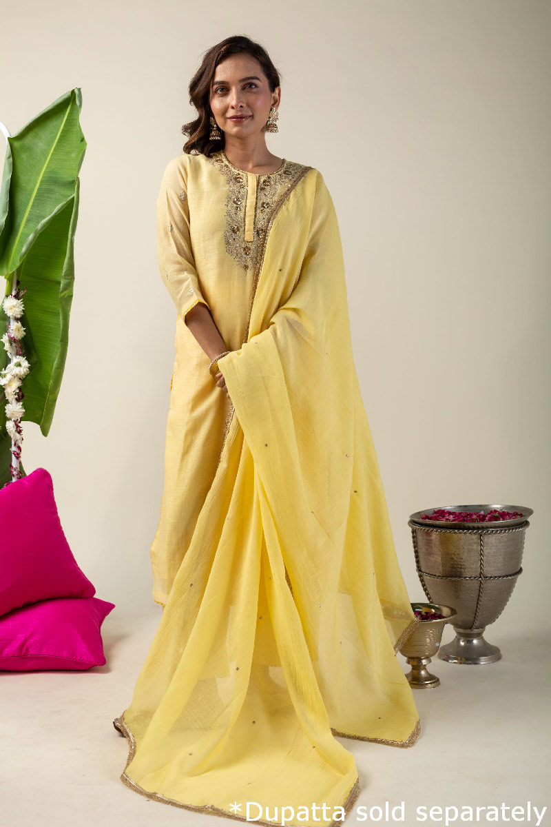 Image for Kusvaa Wkr185 Arshiya Chanderi Straight Fit Kurta Pattern