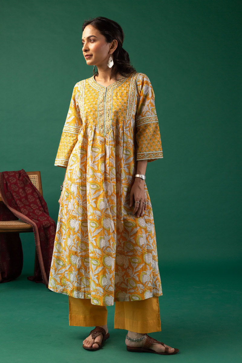 Image for Kusvaa Wkr187 Darpana Cotton Block Print Kurta Back