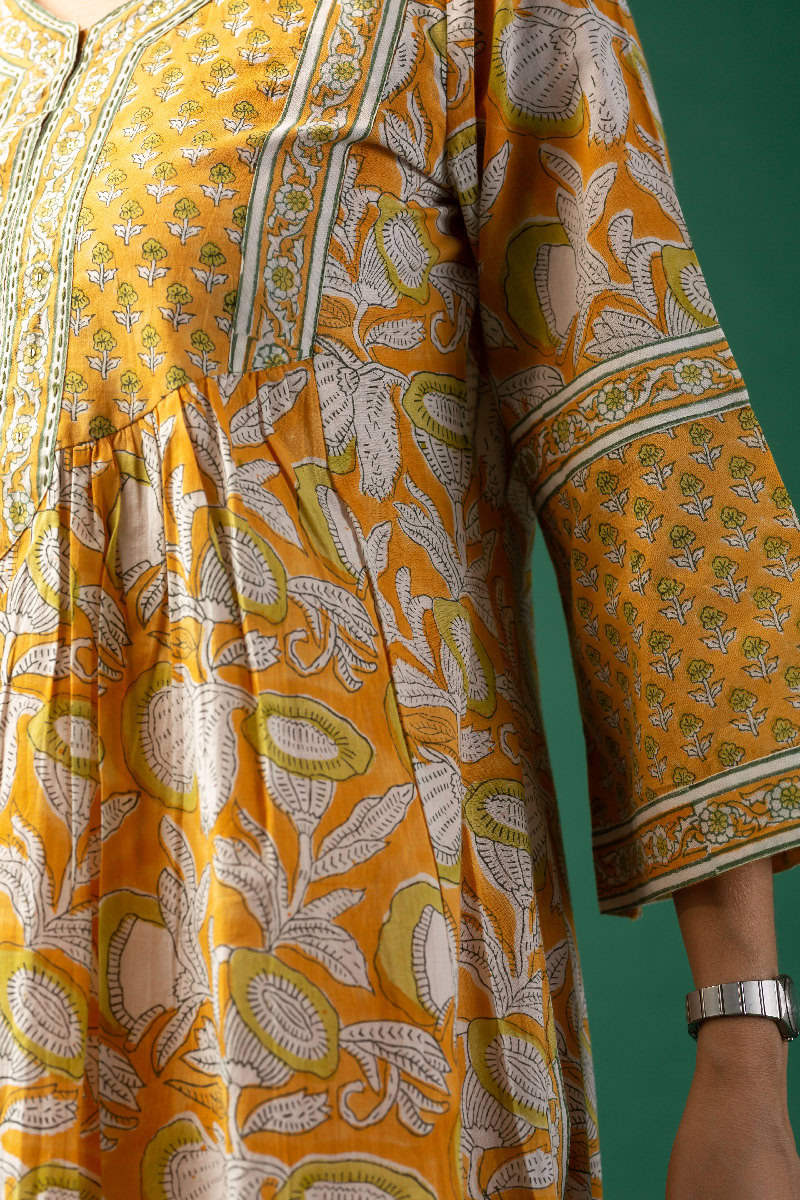 Image for Kusvaa Wkr187 Darpana Cotton Block Print Kurta Pocket