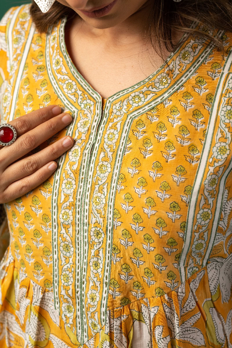 Image for Kusvaa Wkr187 Darpana Cotton Block Print Kurta Side