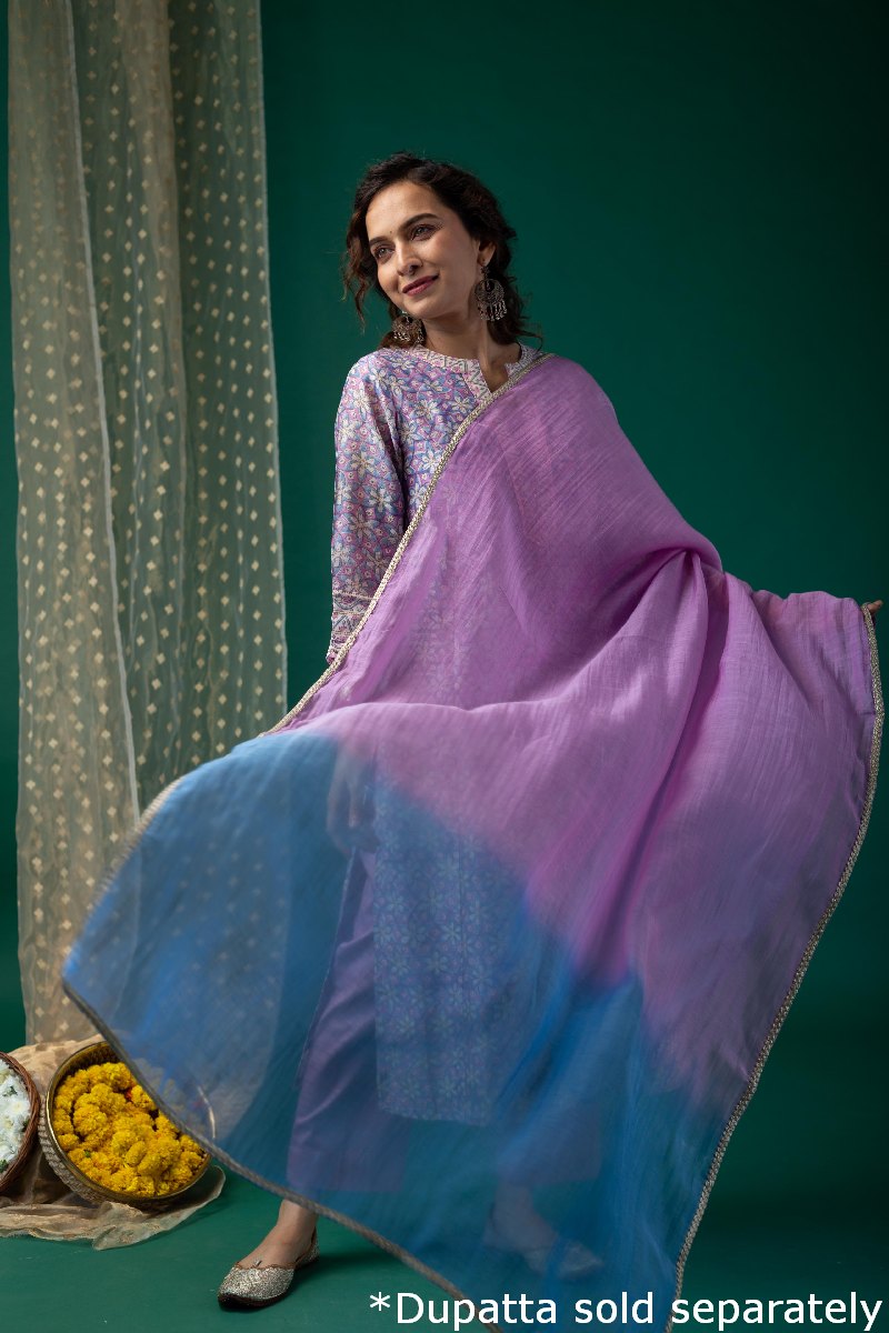 Image for Kusvaa Wkr188 Anima Chanderi Straight Fit Kurta Closeup
