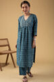Image for Kusvaa Wkr190 Archana Cotton Block Print Kurta Closeup 4