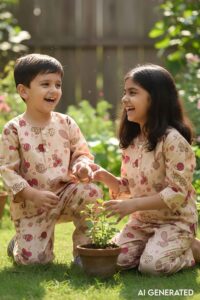 Image for Kusvaa Byw049 Ainesh Cotton Kids Lounge Wear Model