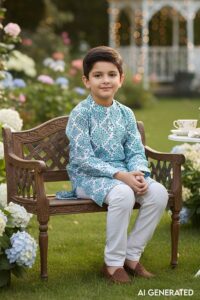 Image for Kusvaa Byw052 Iravan Cotton Boys Full Sleeves Kurta Model