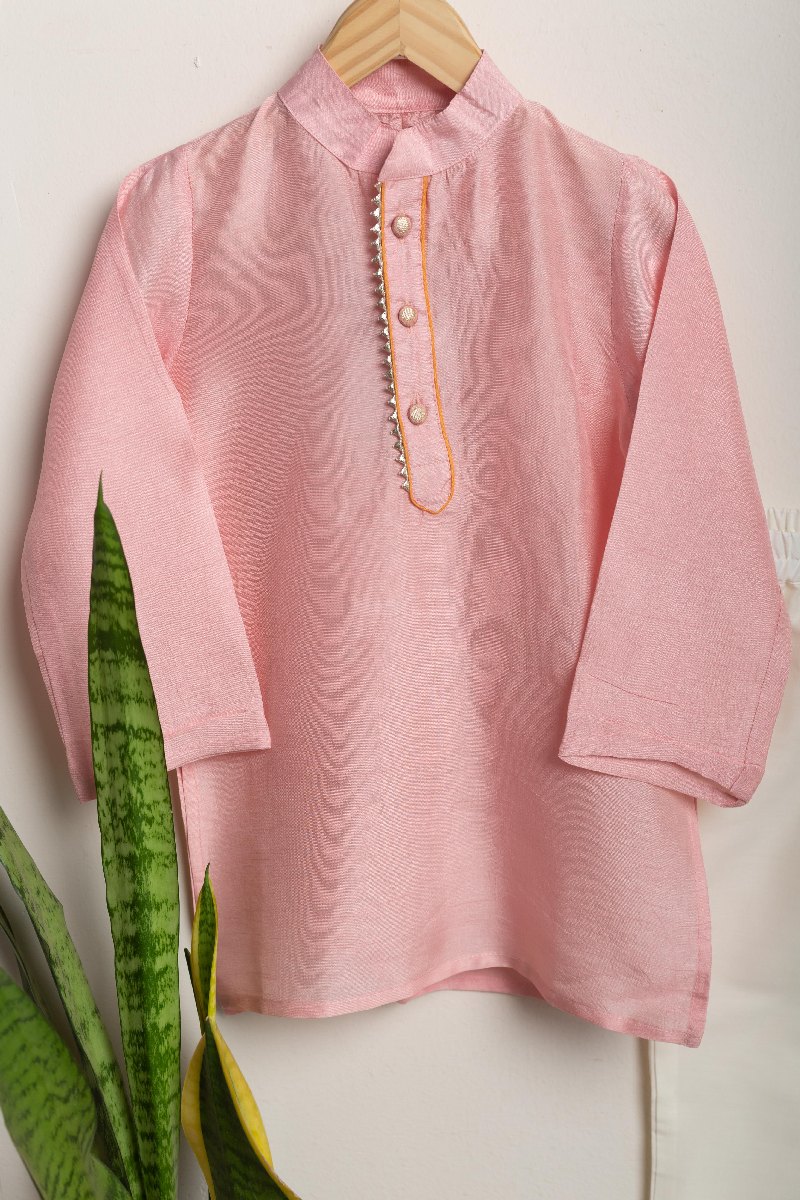 Image for Kusvaa Byw055 Mourya Chanderi Boys Kurta Pant Set Side