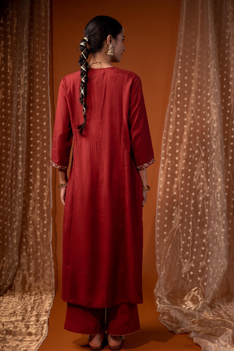 Image for Kusvaa Cood111 Aadvi Chanderi Kurta Pant Set Back
