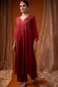 Image for Kusvaa Cood111 Aadvi Chanderi Kurta Pant Set Side