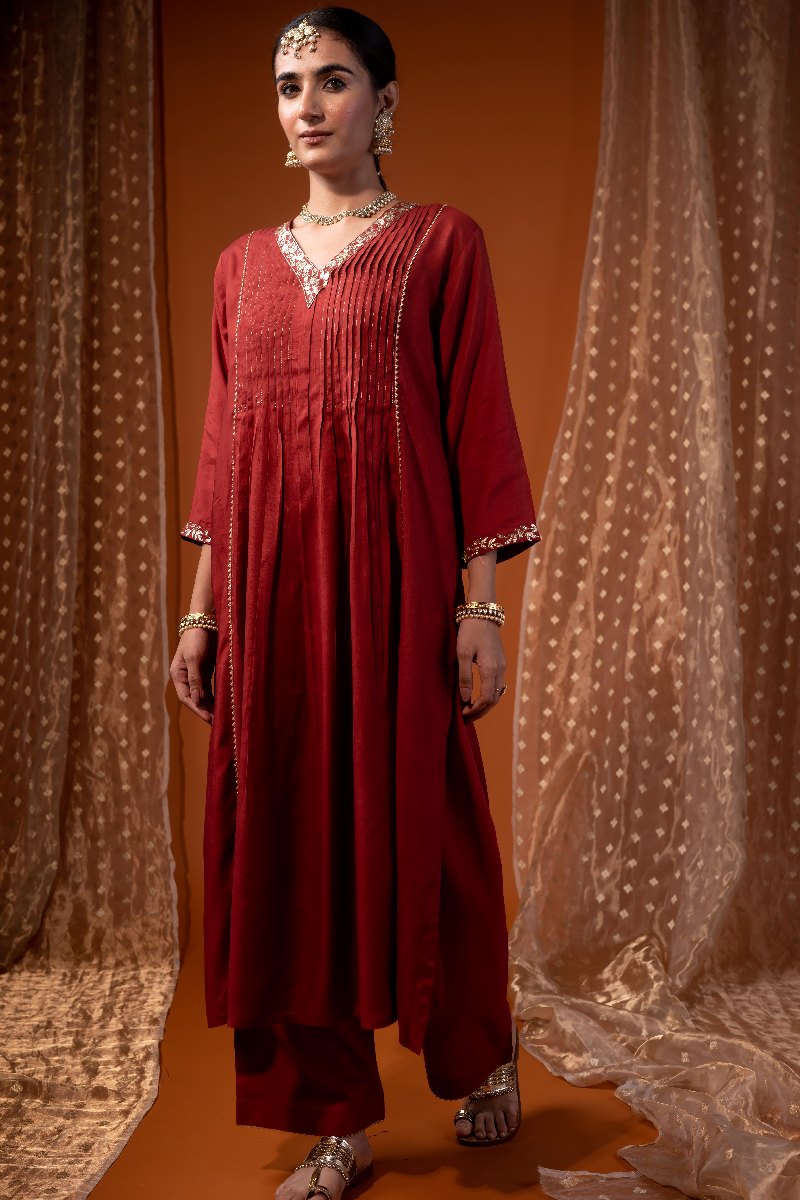 Image for Kusvaa Cood111 Aadvi Chanderi Kurta Pant Set Side