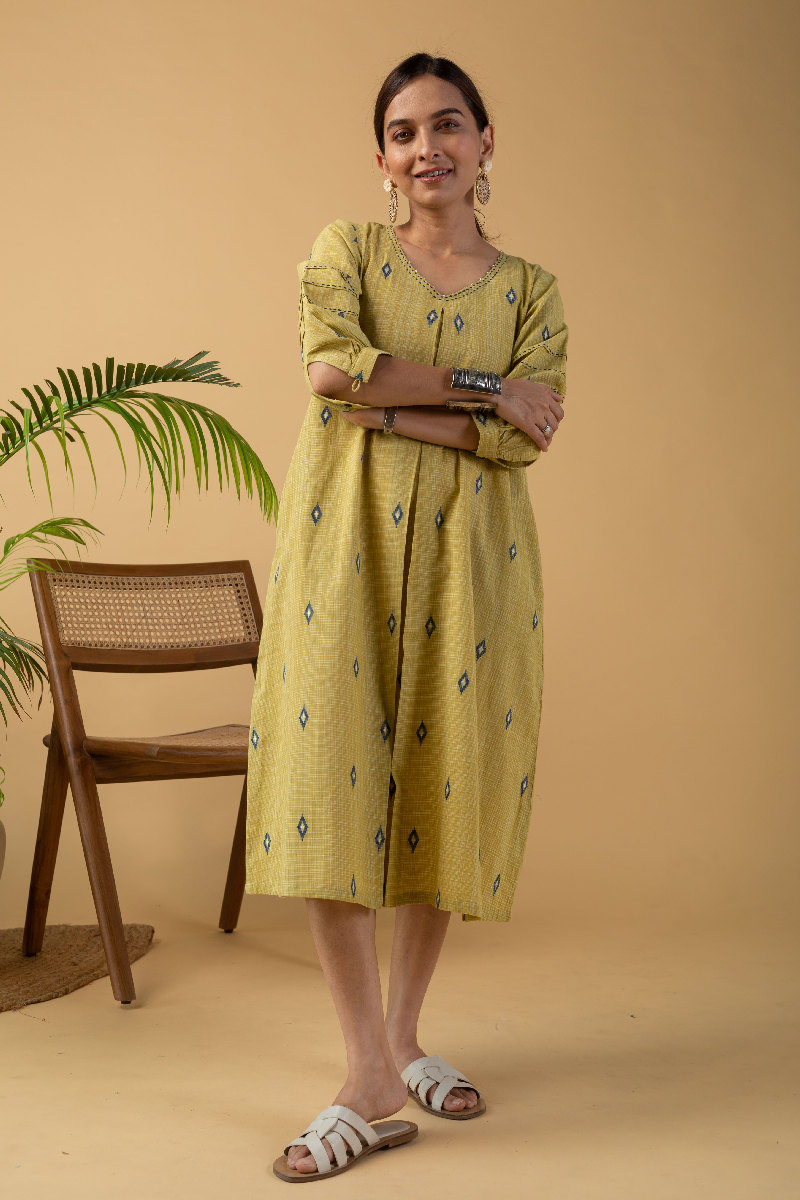 Image for Kusvaa Dr065 Devisha Handloom Cotton A Line Dress Front Ne