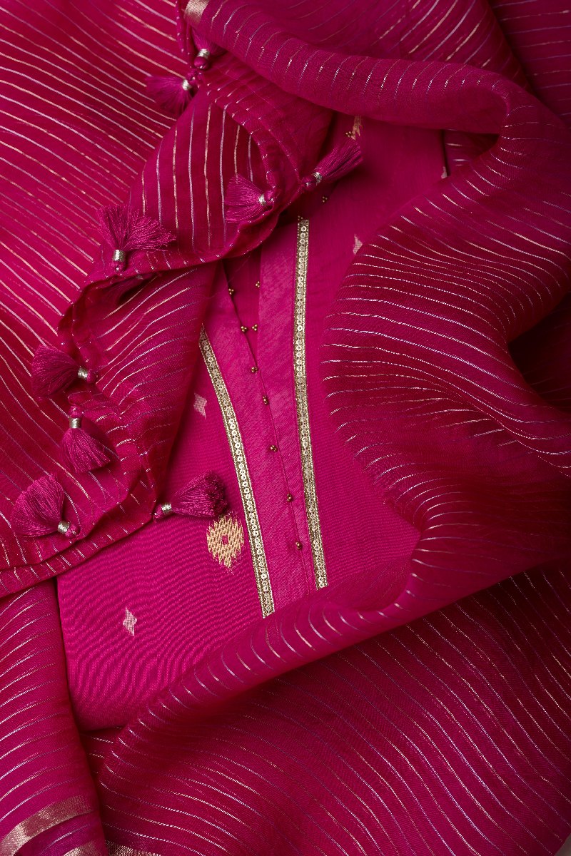 Image for Kusvaa Dup250 Twara Chanderi Dupatta Closeup