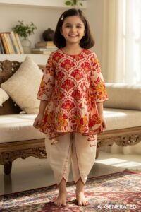 Image for Kusvaa Grw082 Tripti Cotton Girls Kurta Pant Set Model