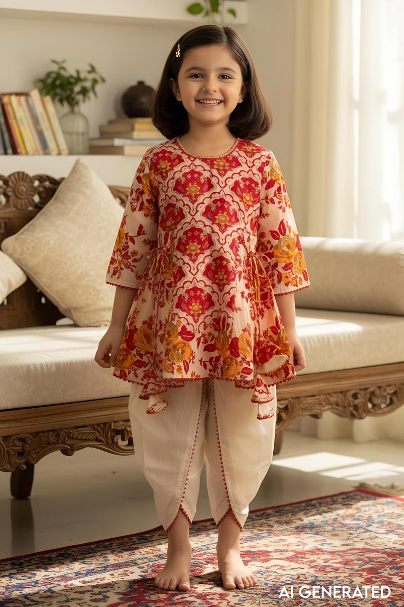 Image for Kusvaa Grw082 Tripti Cotton Girls Kurta Pant Set Model